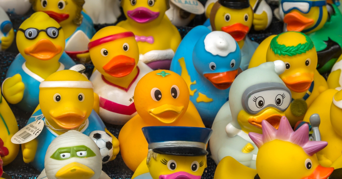Collection of various rubber ducks
