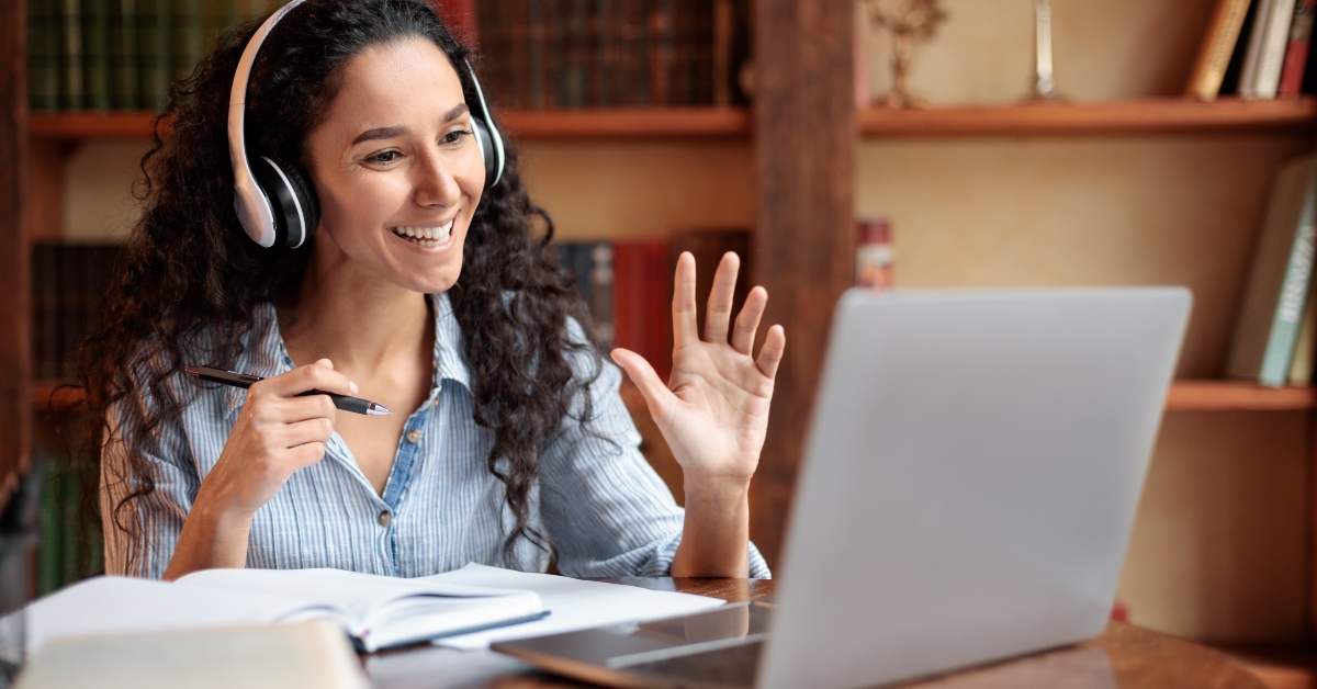 woman teaching online