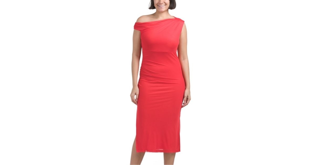 one shoulder midi dress