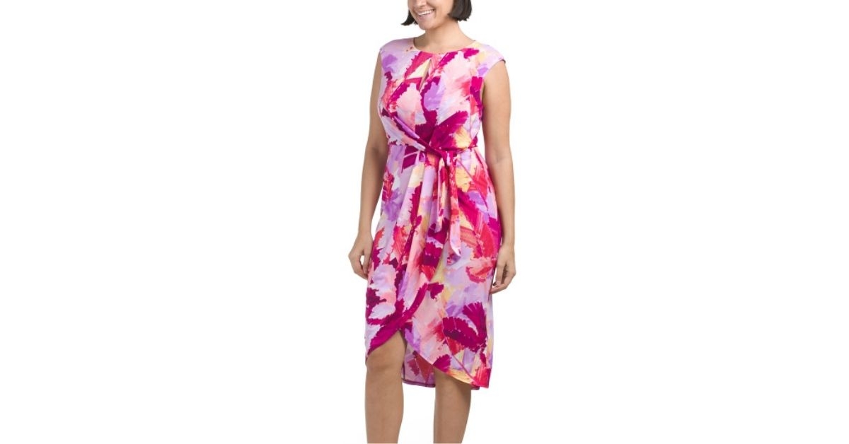 pleated tulip hem dress