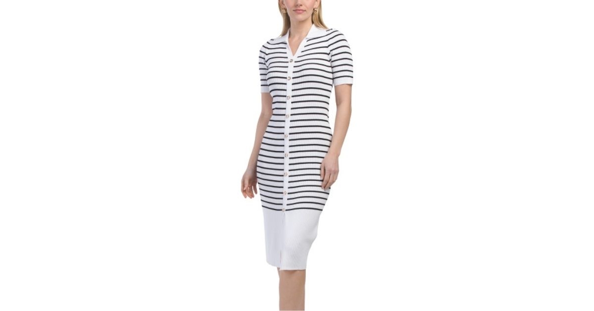 collared knit midi dress