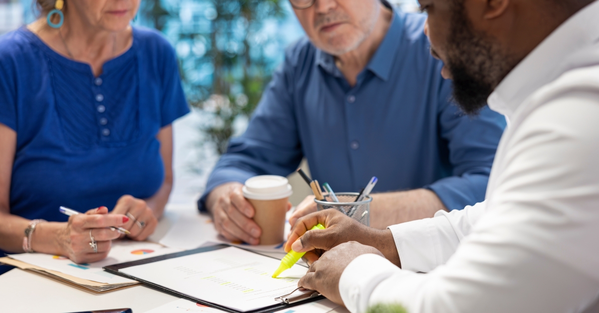 senior couple having discussion for debt