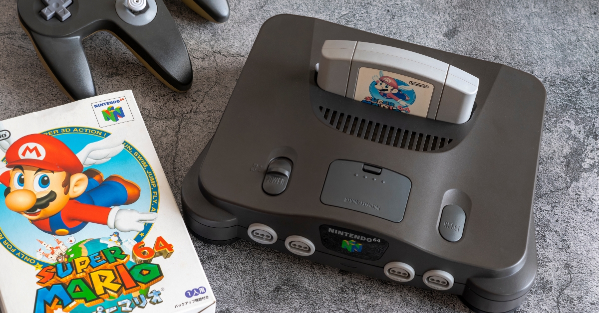 Super Mario 64 game plugged