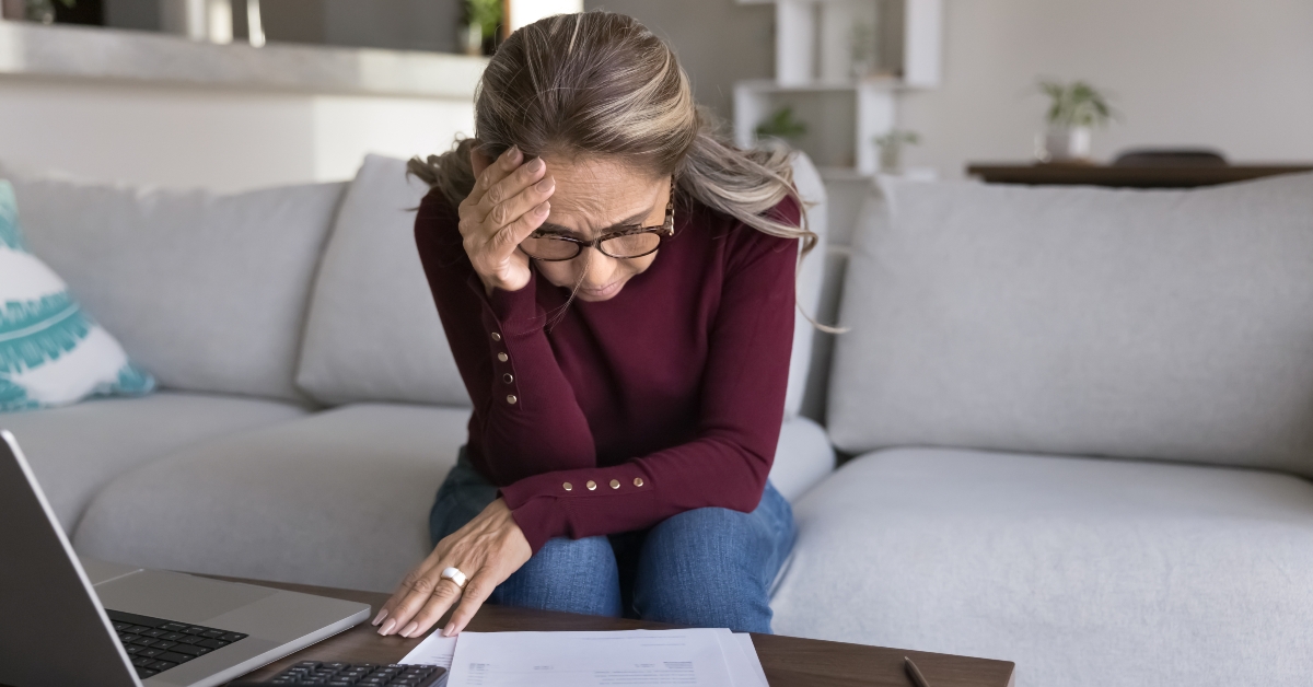 woman with stressful expression