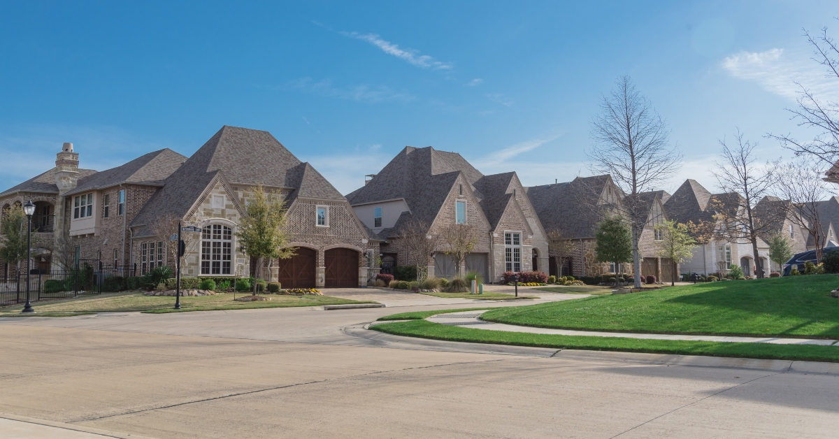 Row of brand new two story houses