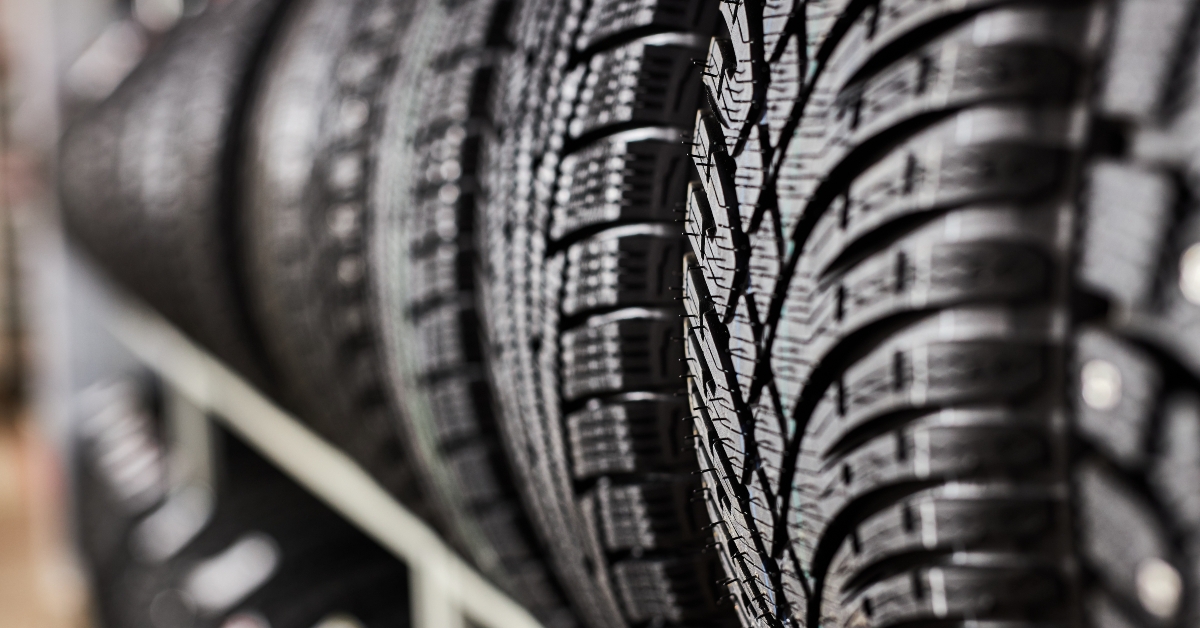 brand new winter tires with a modern tread isolated
