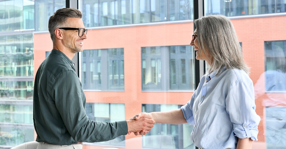 Two happy professional businessman