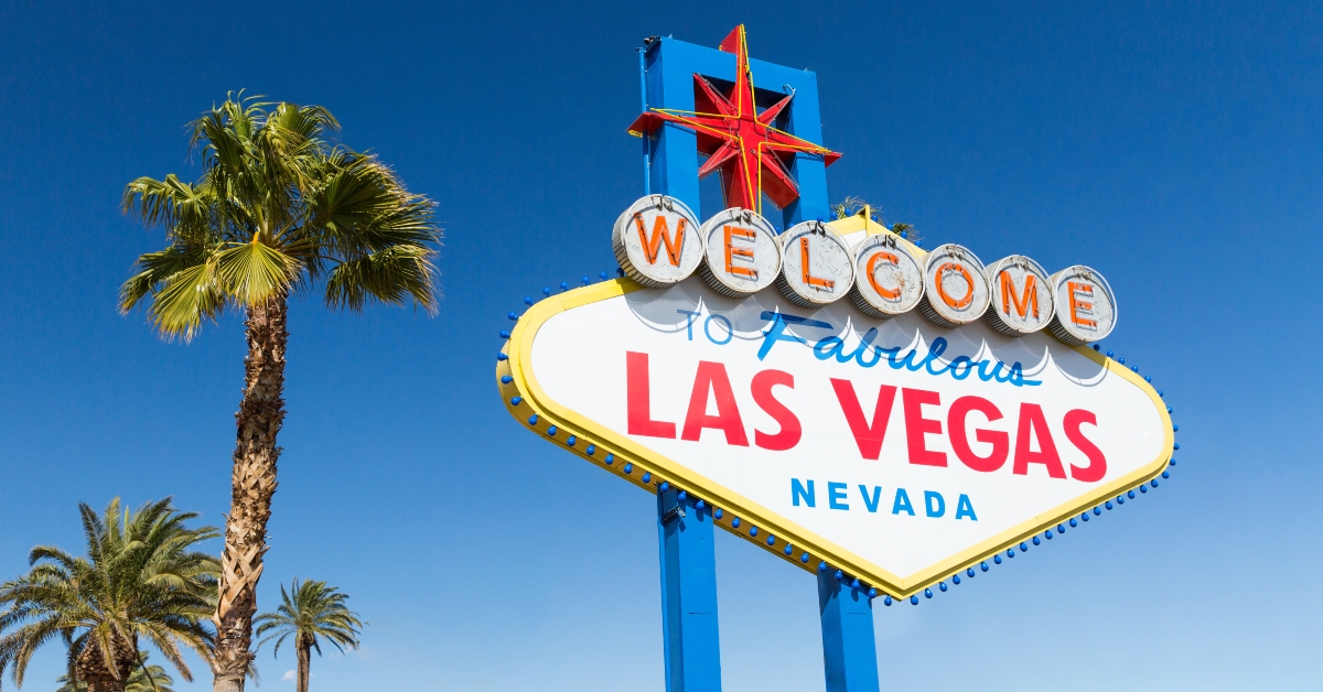 las vegas sign and palm trees