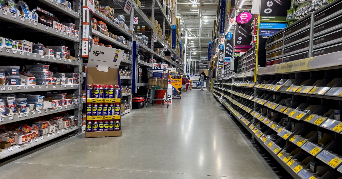 Wide view of someone shopping