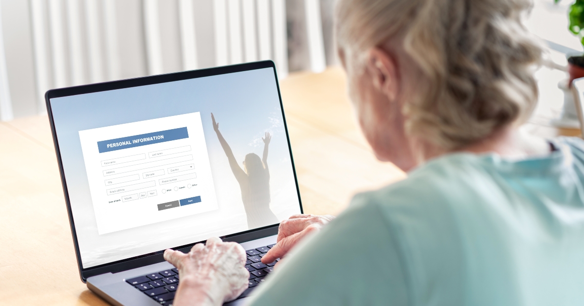 elder senior using laptop