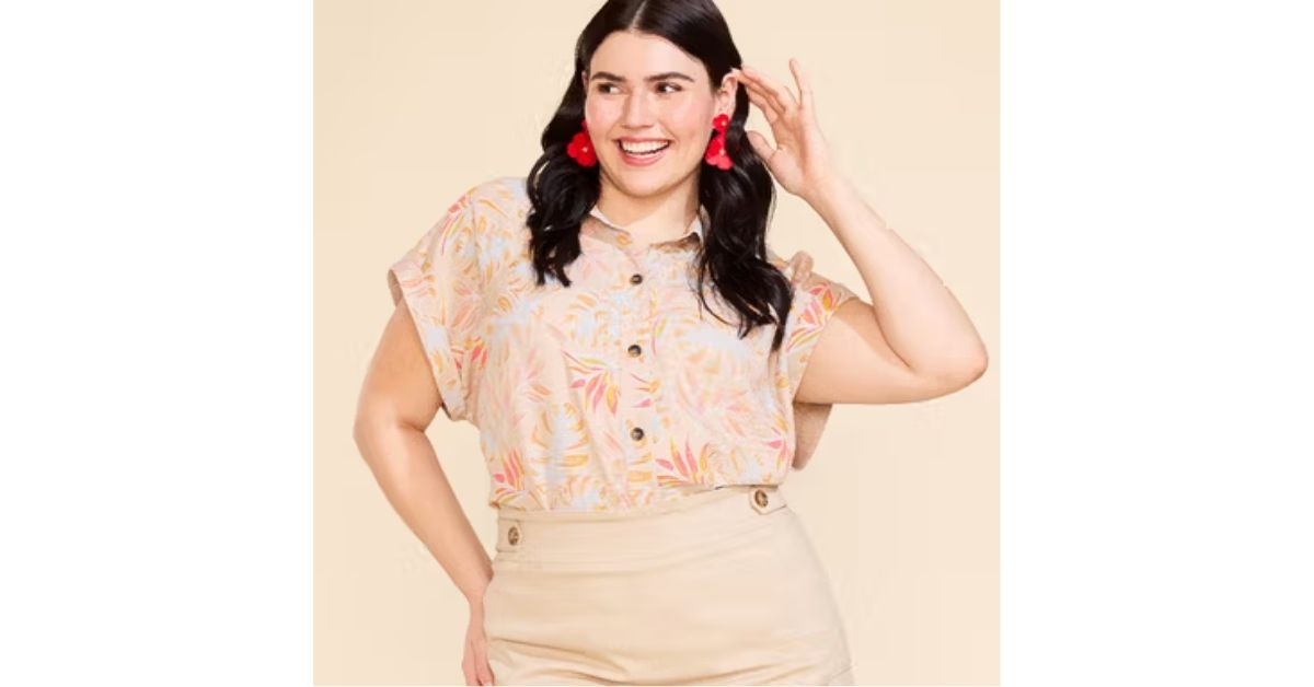 ladies plus printed top