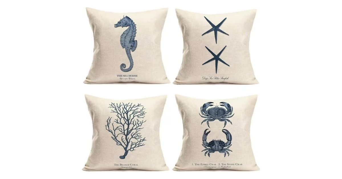 ocean nautical theme set of 4 throw pillow cases