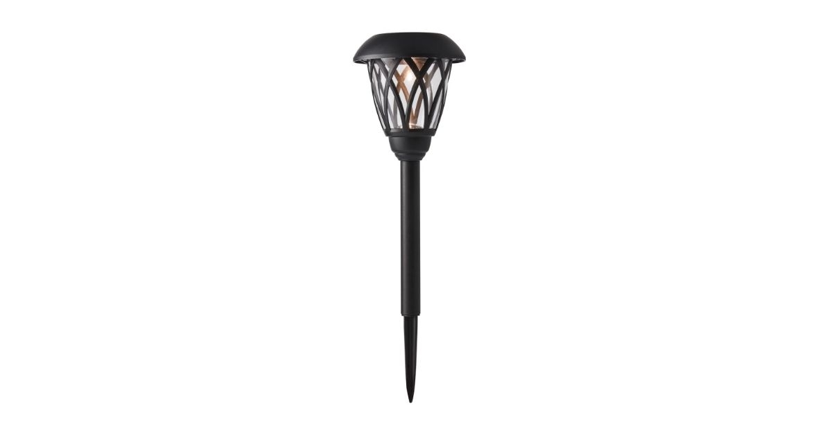 solar powered black lattice led walkway light