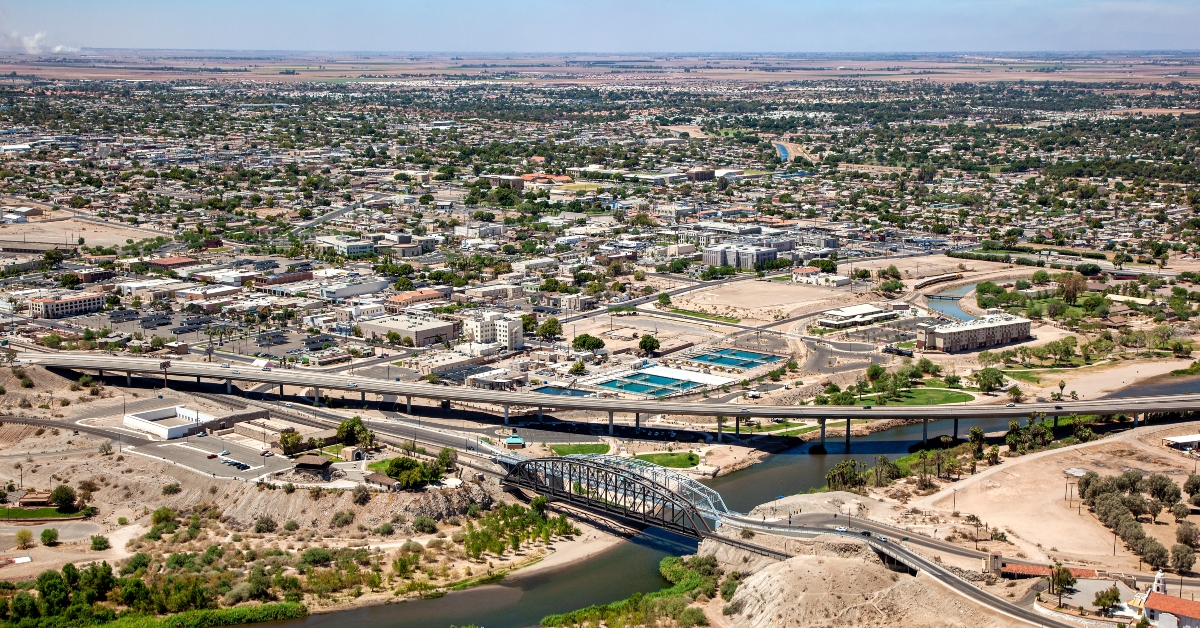 aerial view of downtown yuma