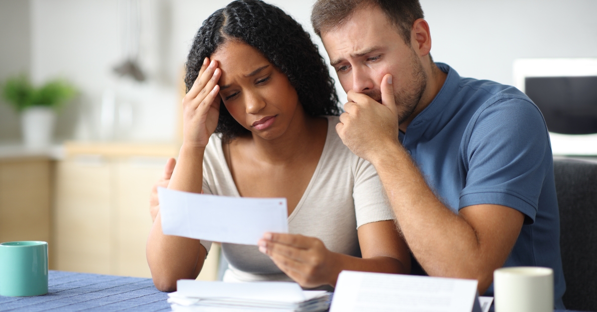 couple complaining reading invoice