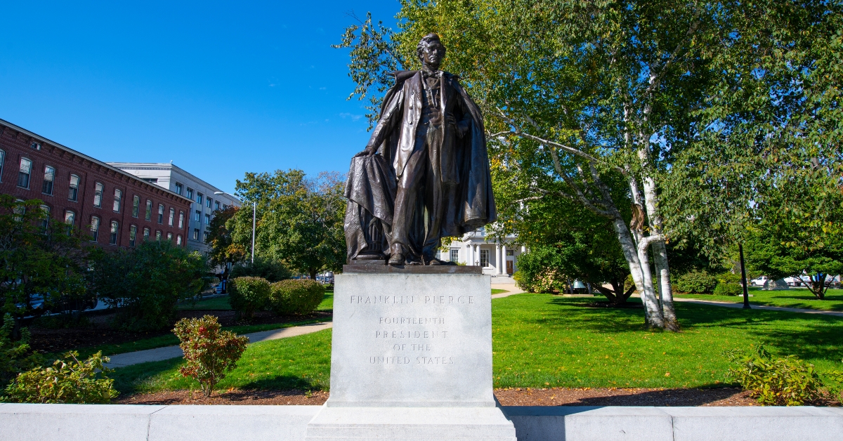 Franklin Pierce statue in front of New Hampshire State