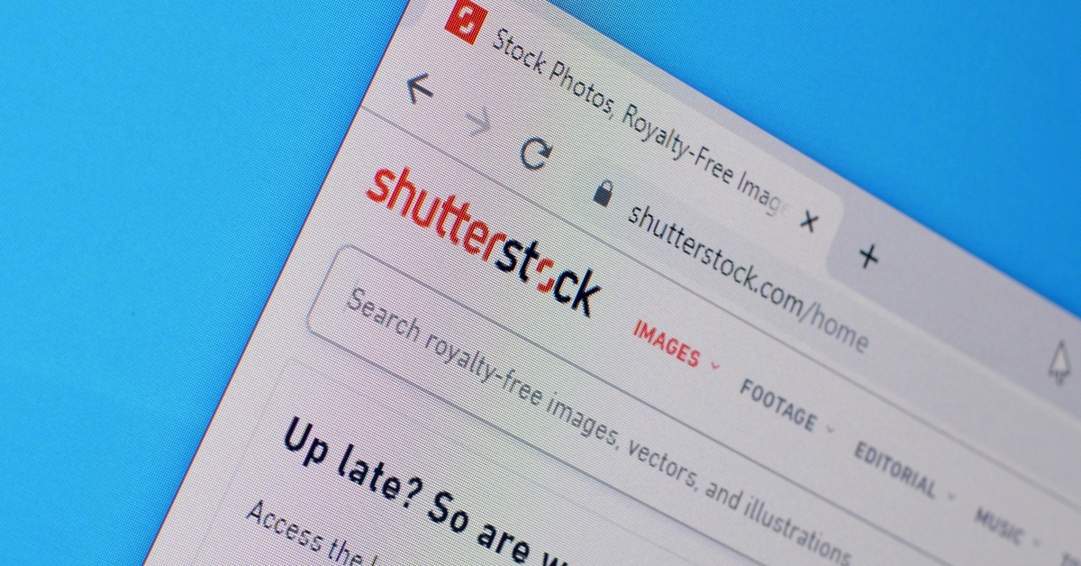 homepage of shutterstock website