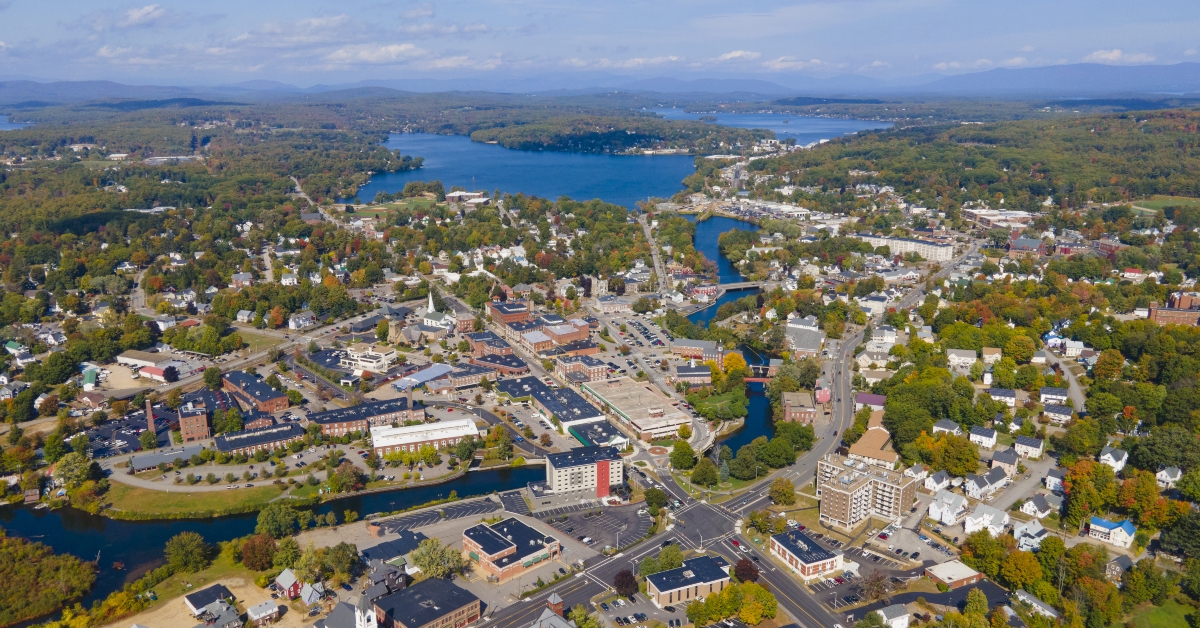 Laconia city center and Opechee Bay