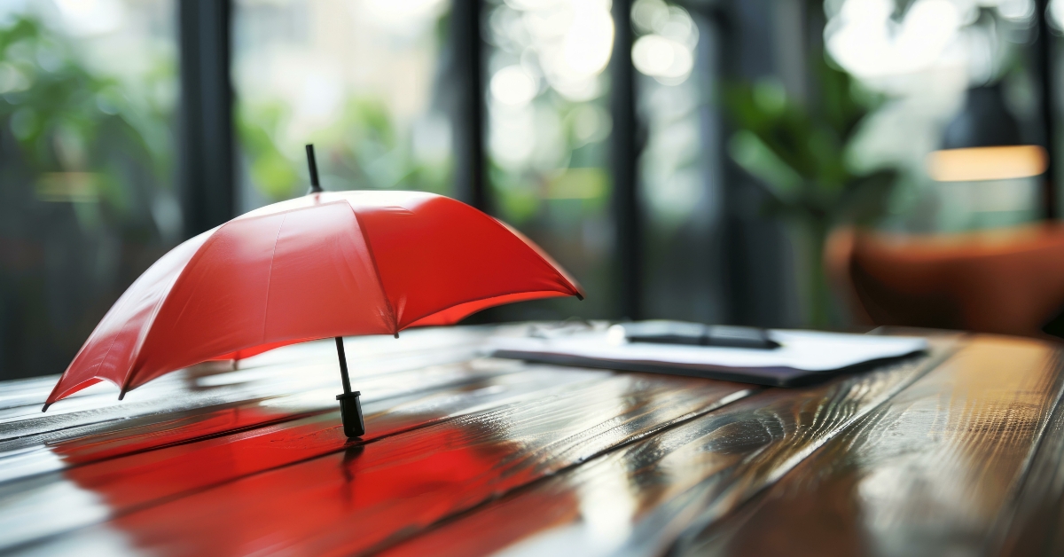 red umbrella standing