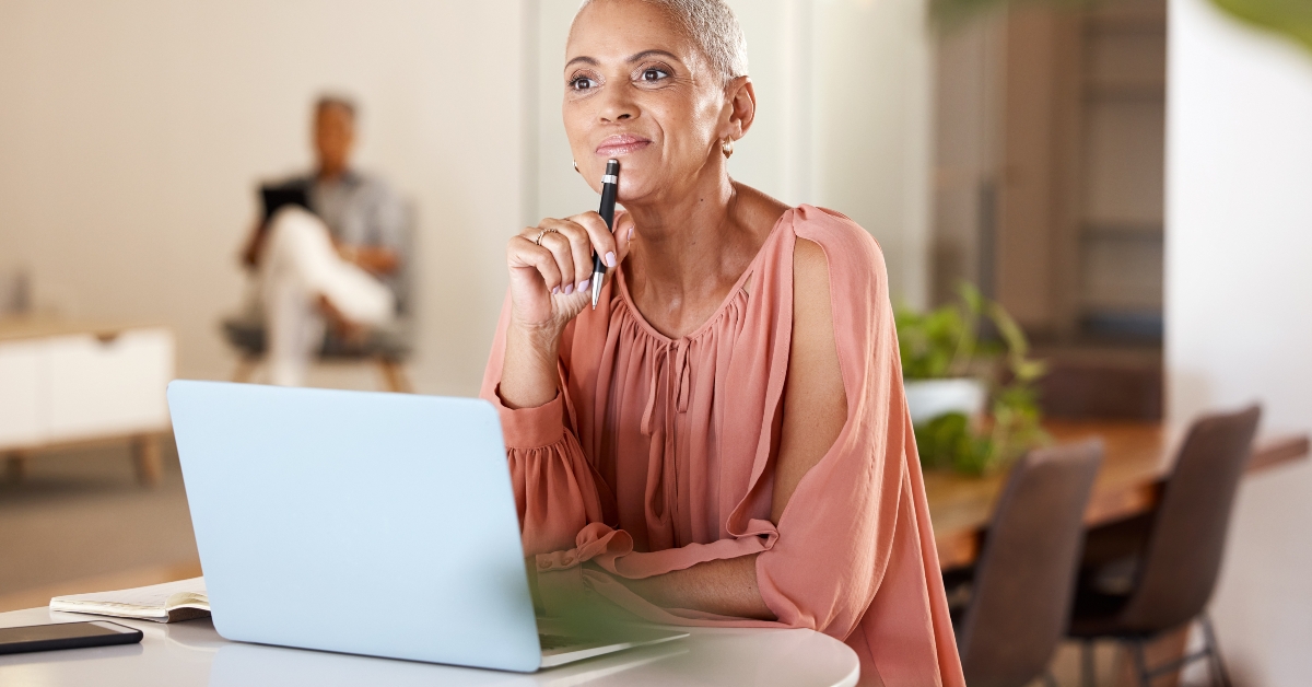 thinking mature woman 