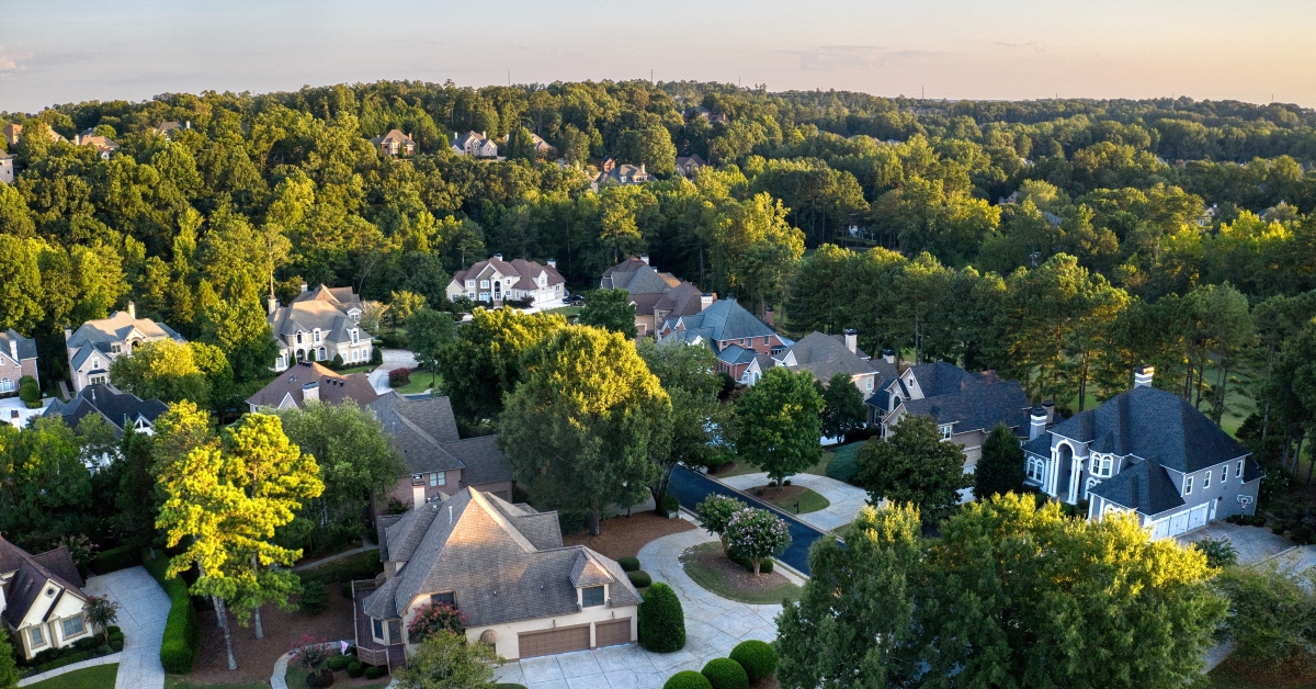 aerial view of an upscale subdivision