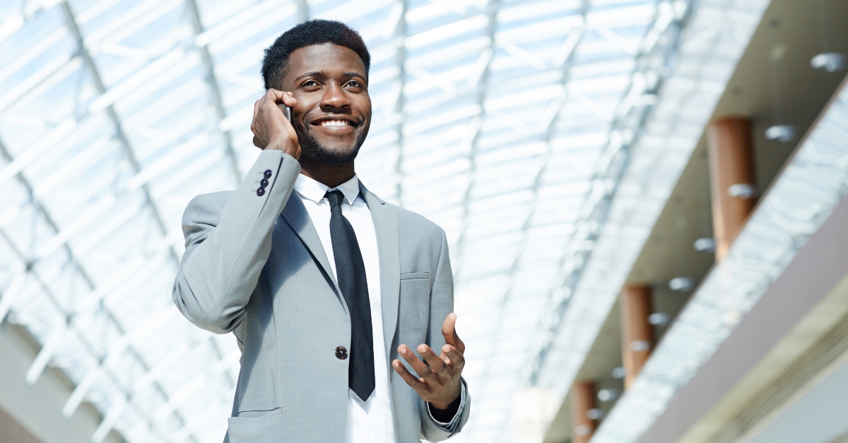 manager talking on cellphone