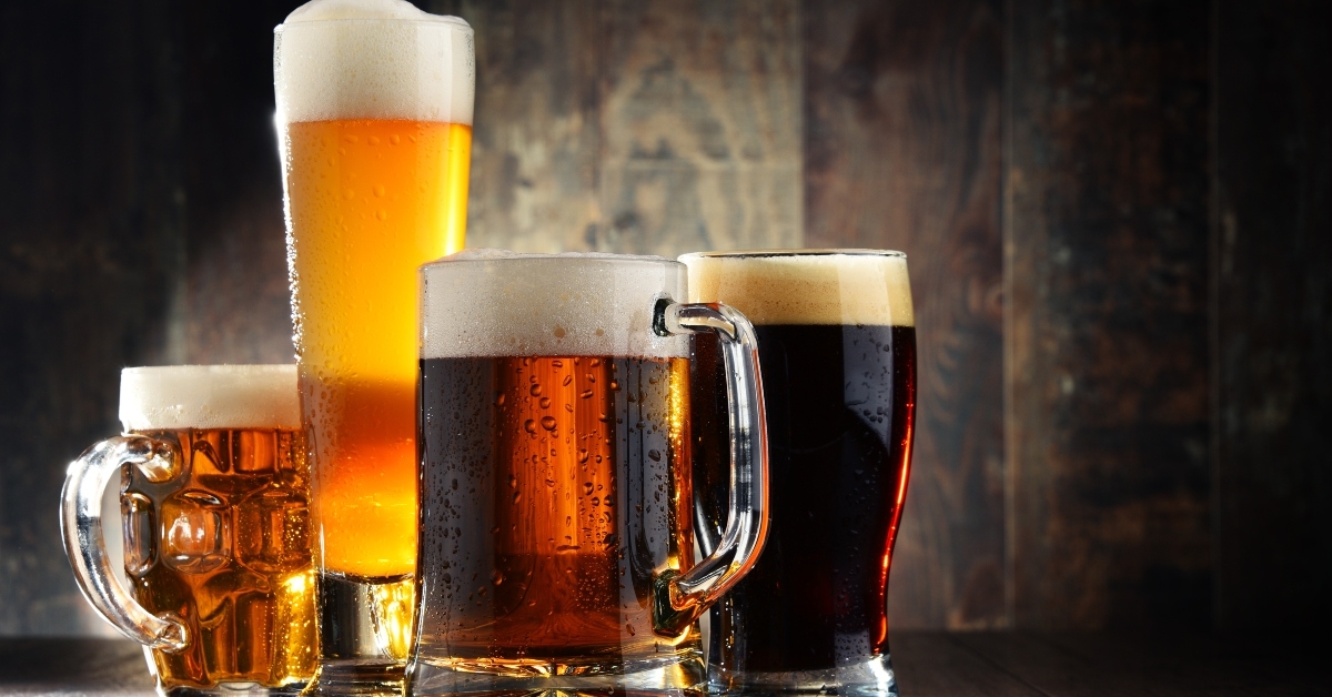 four glassed of beer