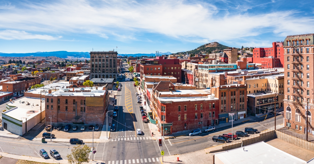 aerial panorama of butte montana