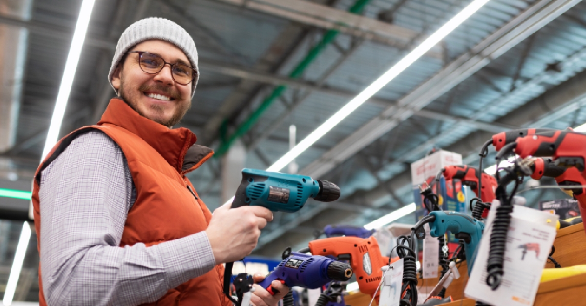 customer chooses screwdriver and drill