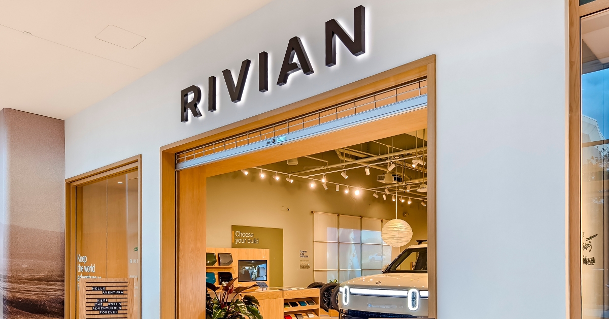 Rivian retail showroom inside Aventura Mall