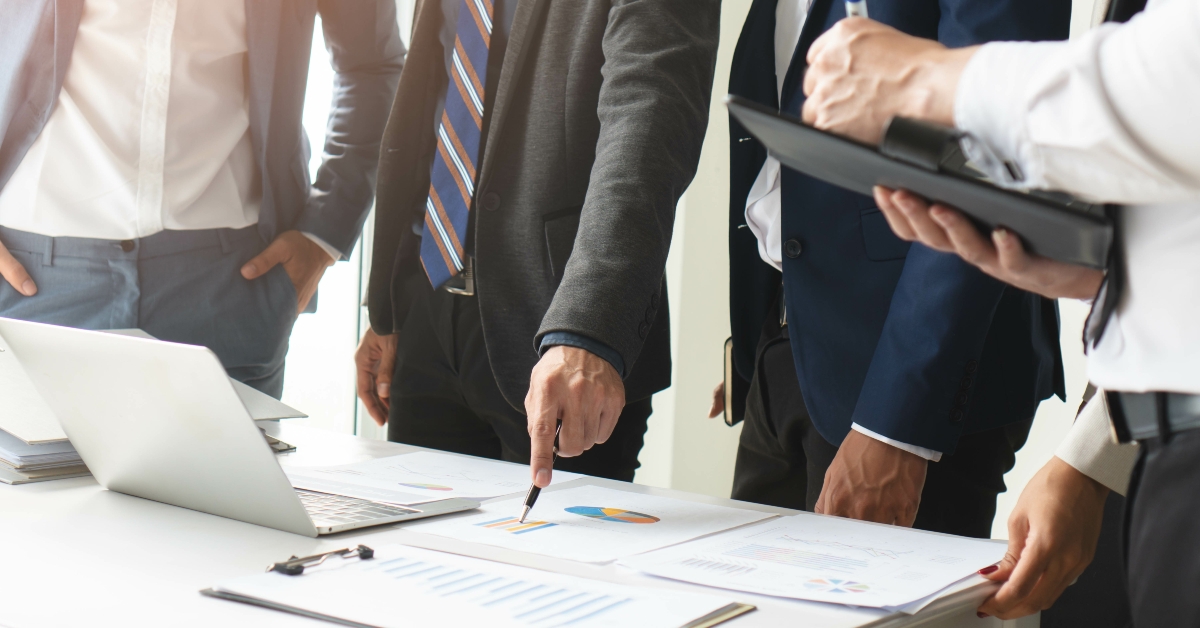 Close-up view group young business people