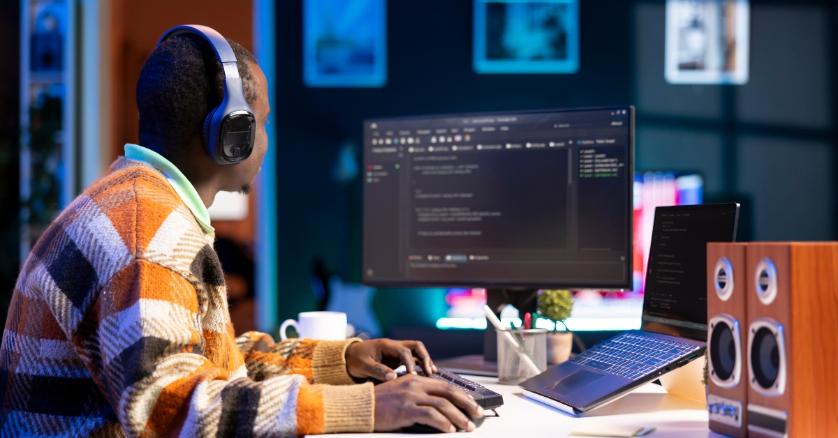 programmer working on developing new html script