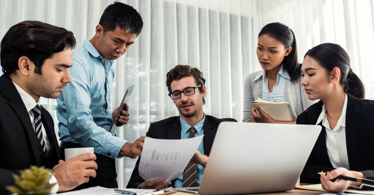 diverse group of business analyst team