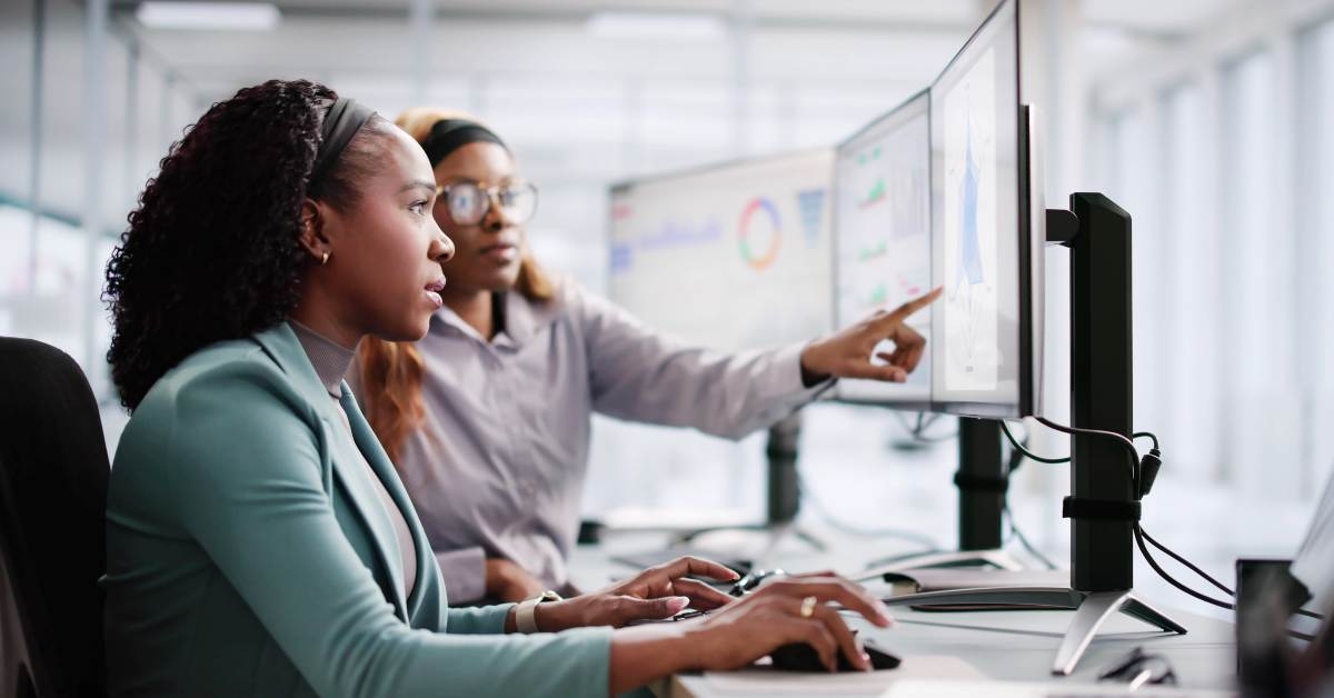 female corporate analyst