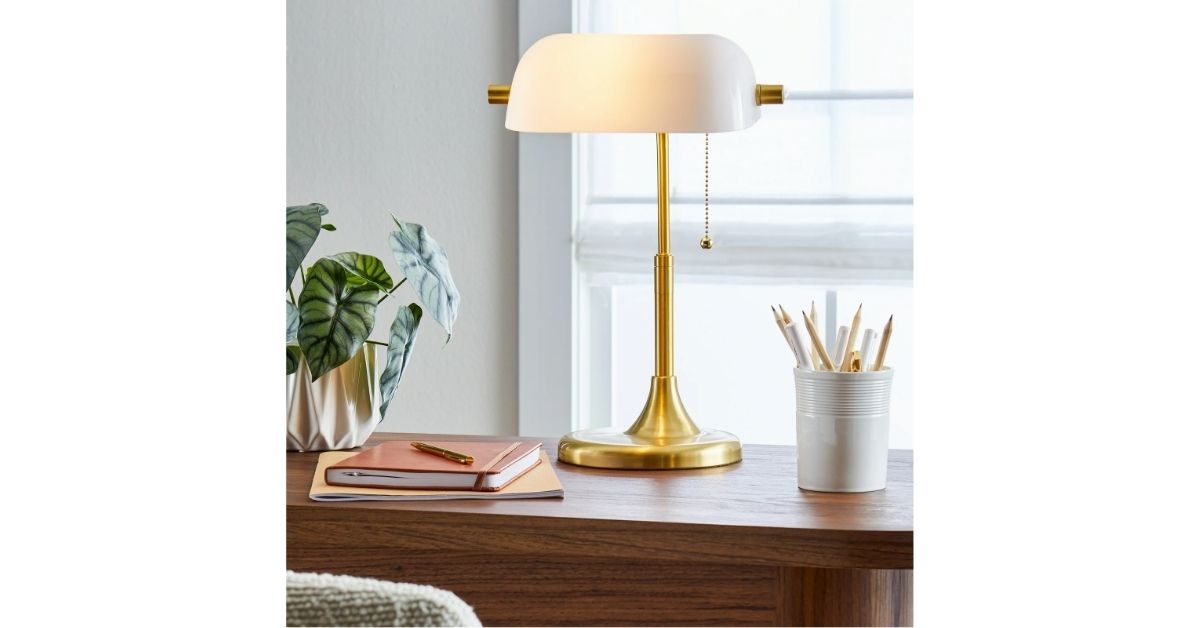 glass banker desk lamp