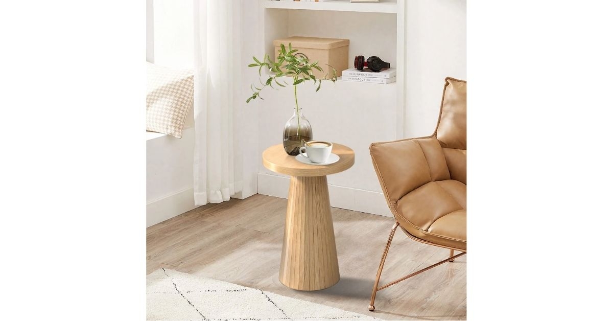 small round pedestal end table