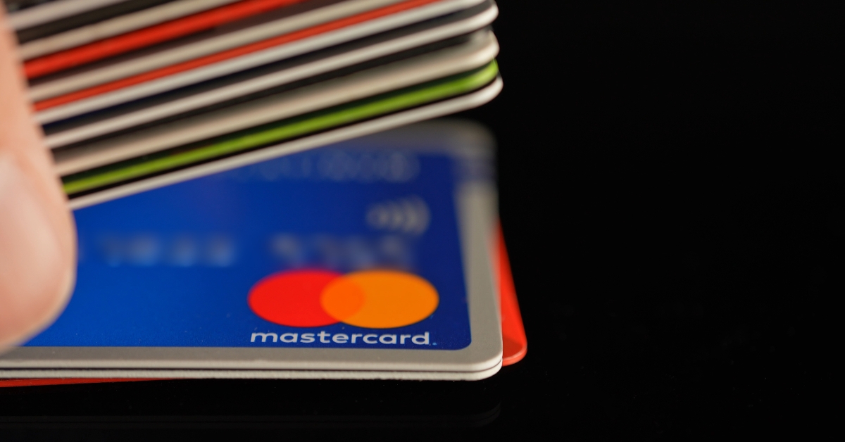 stack of mastercard credit card on the table