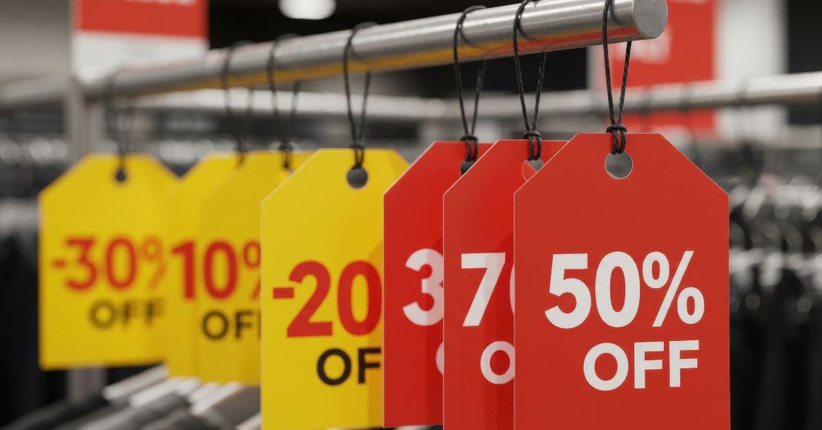 discount tags displayed