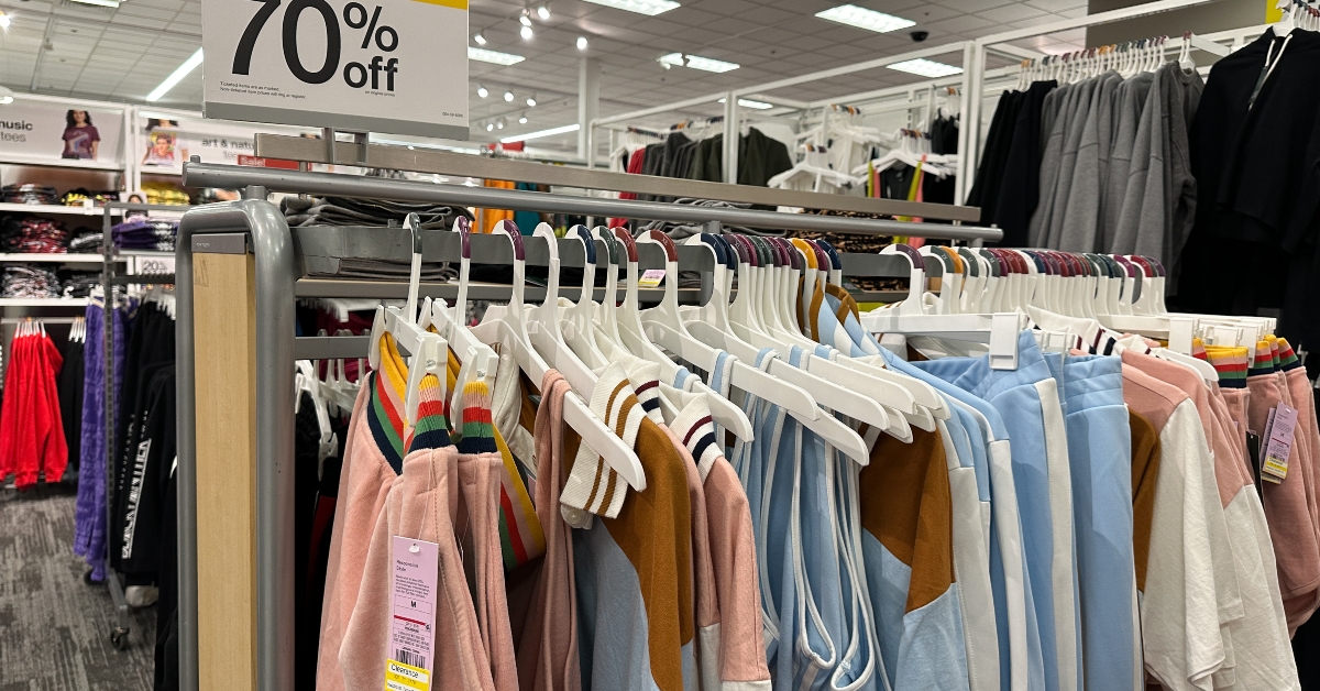 display of racks of clearance