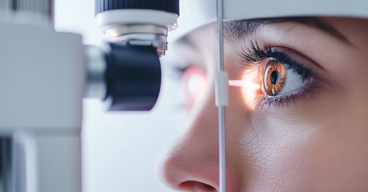 woman's eye being examined