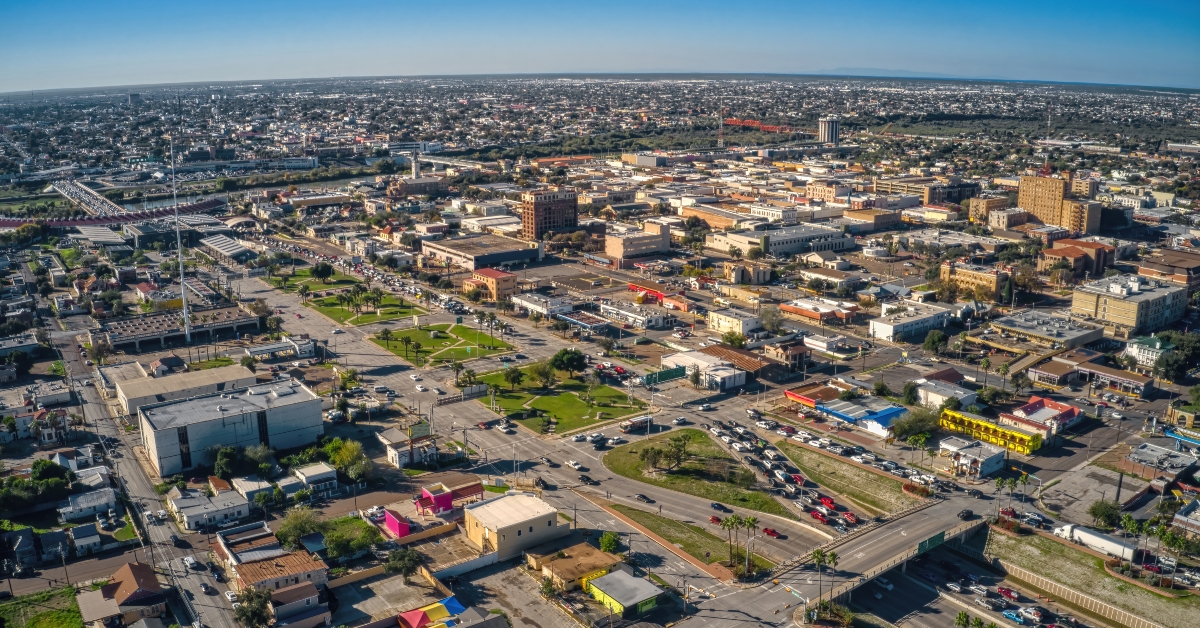 Aerial View of the Popular Border Crossing of Laredo