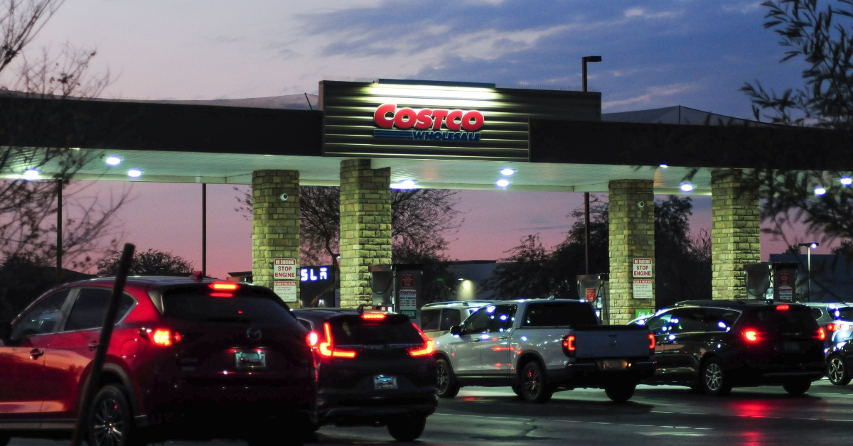 costco gas station during twilight hours