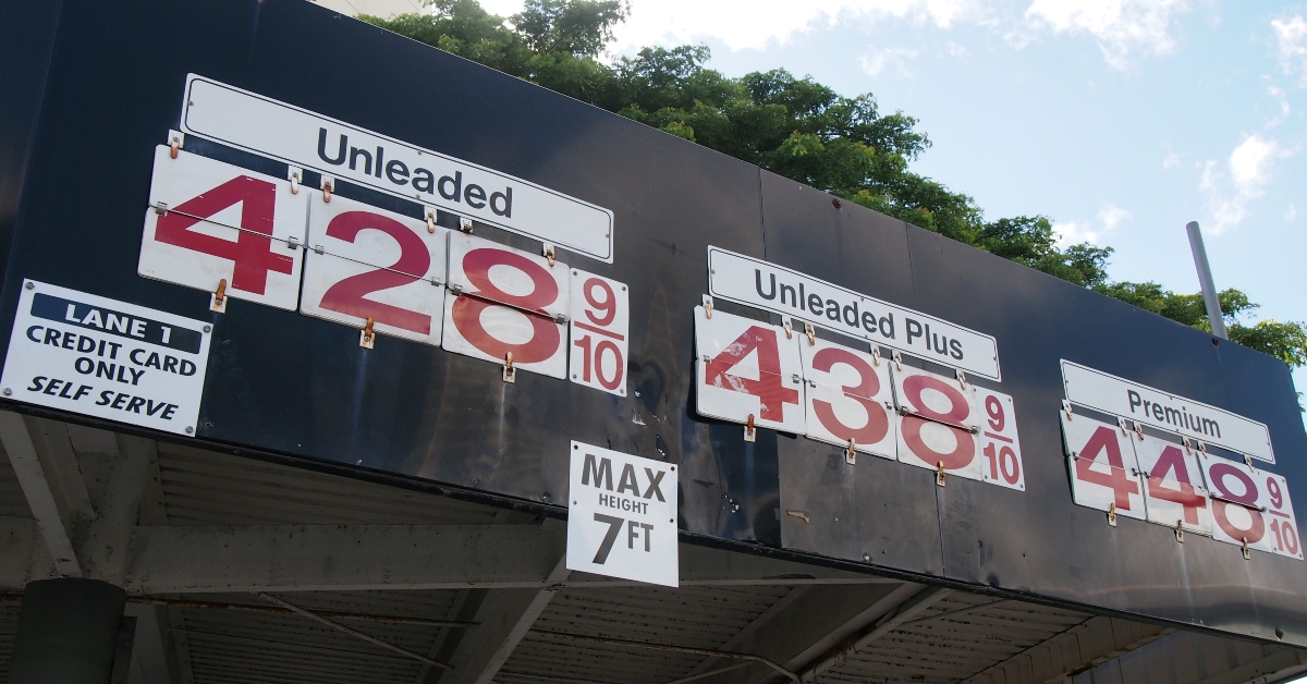 gas prices display on side of roof 
