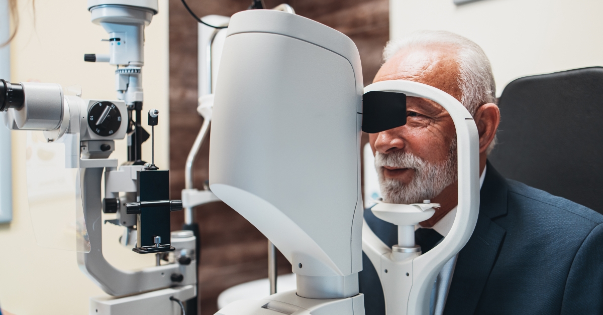 man receiving ophthalmology treatment