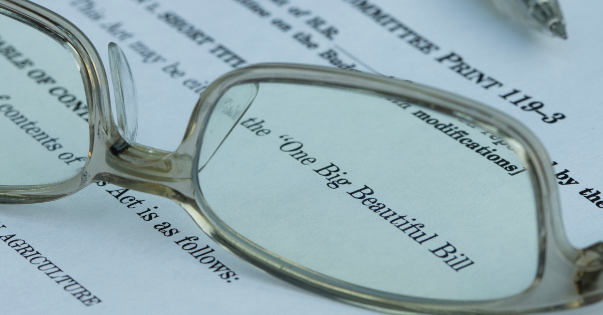 Closeup of the documents of the One Big Beautiful Bill Act