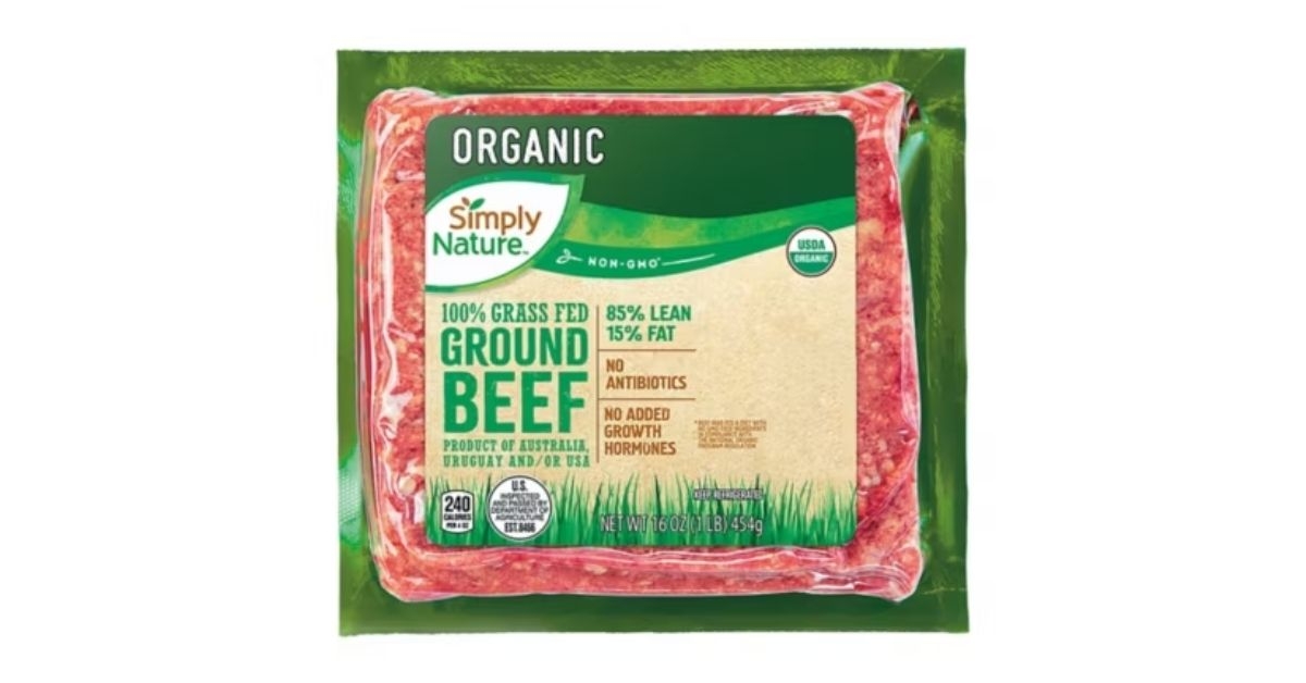 simply nature organic grass fed 85 lean ground beef