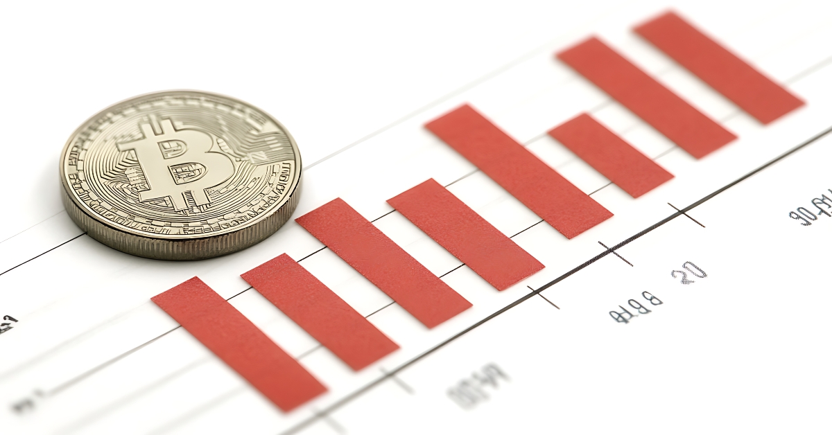 bitcoin coin on financial chart 