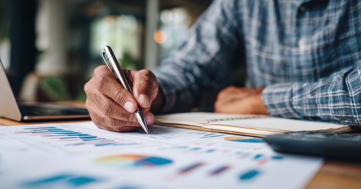 freelancer looking at investment reports