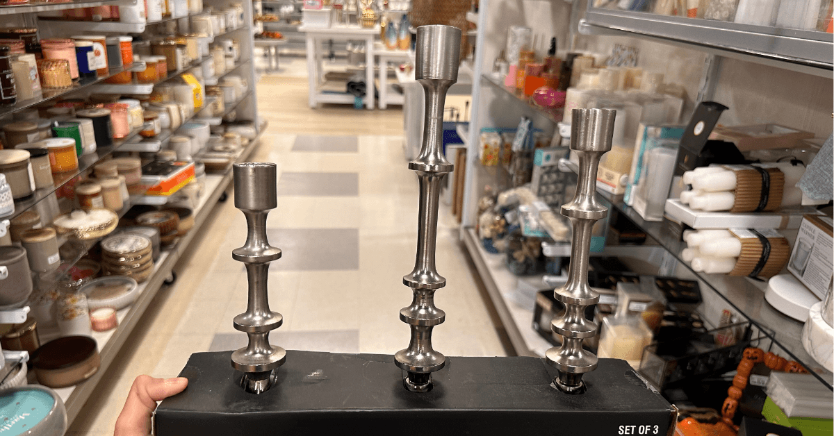 Silver metal taper candle holders