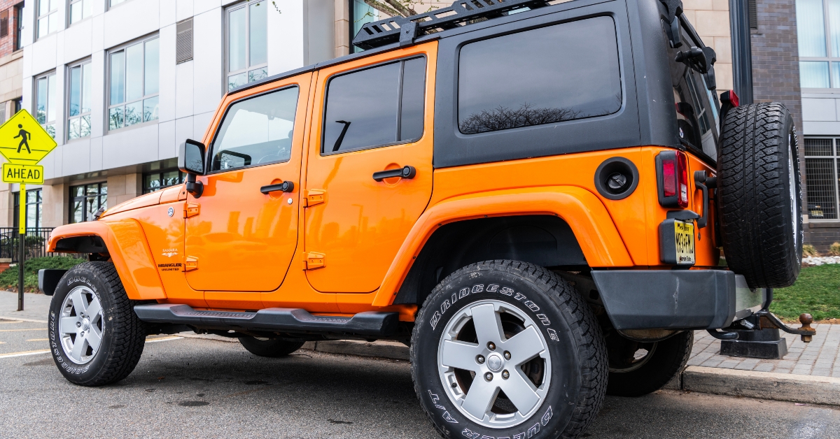 yellow car parked outdoor